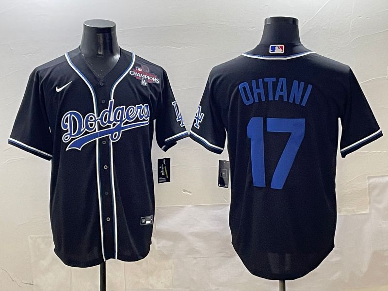 Men Los Angeles Dodgers 17 Ohtani Black blue Three generations Nike 2025 MLB Jersey style 9